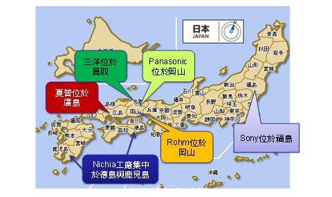 Sony外的主要藍光激光二極管供應商均遠離地震災區